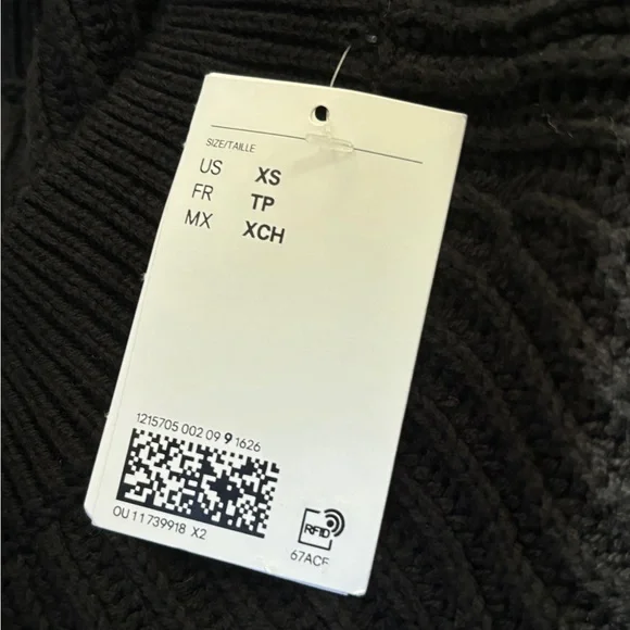 H&M NWT black cropped off shoulder sweater XS - Picture 12 of 15